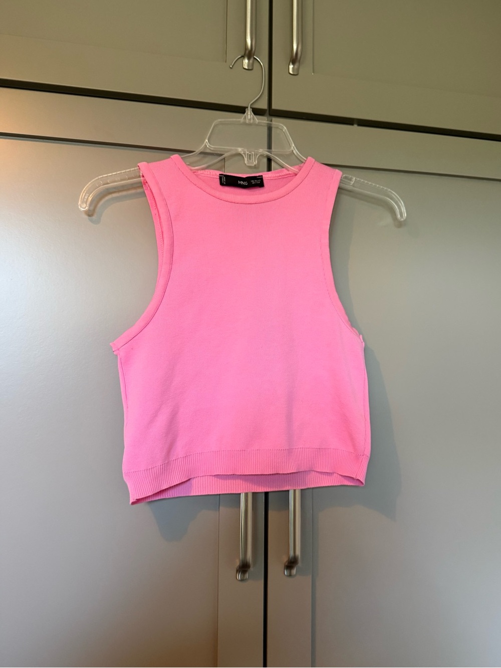 Mango Pink Cropped Knit High Neck Tank Top - Size XS
